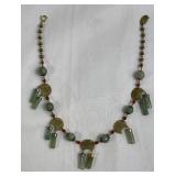 Carlo Zini jadeite coral and brass choker necklace