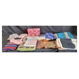 Group of vintage fabrics / linens / scarfs &