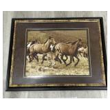 Framed picture of horses