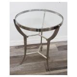Chrome base glass insert side table