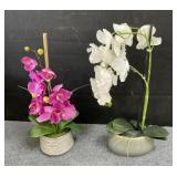 Pair of artificial orchids box lot