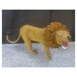 Beaded lion sculpture 8"h x 13.5"l x 5.5"w
