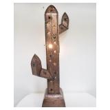 Tin cactus with glass beads lamp