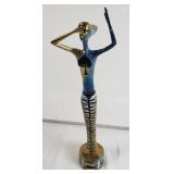 Signed handpainted brass figurine