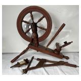 Antique wooden spinning wheel