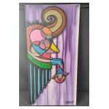 Signed  and dated  acrylic painting