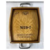 Vintage metal and wood serving tray