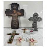 Group of crosses some composite, metal, glass