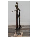 Vintage brass and iron fireplace tools 36"high