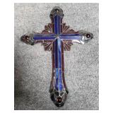 Stained leaded glass cross
