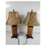 Pair of glass embossed grape pattern table lamp