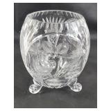 Crystal footed floral butterfly vase 8" x 5. 5"