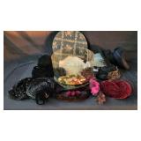 Group of vintage ladies hats with gat box.