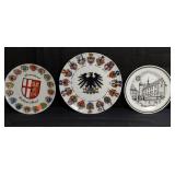 Group of 3 German porcelain wall plates, 9 1/2" &