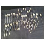 Group of silver plated spoons abd forks. Box lot