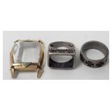 Group of sterling silver ring parts, gold filled