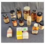 Antique brown apothecary bottles from an old