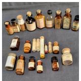 Antique brown apothecary bottles from an old