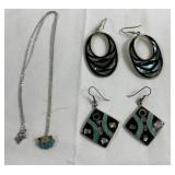 Group of necklace and earrings two marked