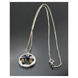 Italian sterling silver necklace with gemstone