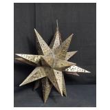 Vintage tin star pendant hanging light w/glass