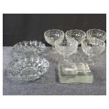Group of glass pcs. Ashtray, bowls, etc. Box lot