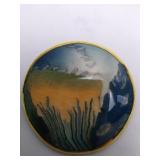 Ceramic artist hand made and decorated brooch or