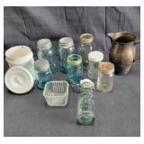 Vintage group of old ball canning jars / metal