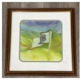 Signed hand painted silk framed