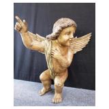 Vintage carved wood cherub