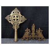Pair of vintage brass religious ornaments