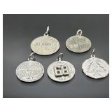 5 vintage sterling silver charms, 12.71g