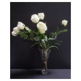 Lenox flower vase with artificial white roses
