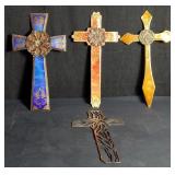 Four metal crosses 15" x 7", made in the