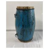 Vintage hand-painted wood and skin drum