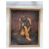 Vintage oil painting of nude woman