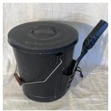 Black metal ash bucket