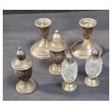 Group of sterling sterling weighted base candle