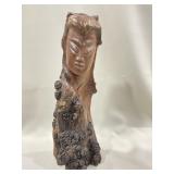 Vintage Asian lady hand carved burl wood