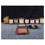 Group of traveling clocks box lot