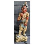 Antique carved wood sculpture of Asian warrior