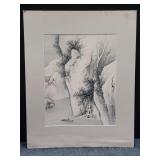 Unframed sign Asian watercolor painting