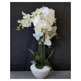 Ceramic planter w/ artificial orchids