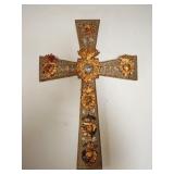 Folk art style wood cross 22"h x 14"l