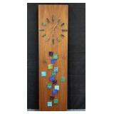 Mid century modern wood & tile wall plaque