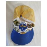 Vintage booster club rams cap with 9 rams pins.