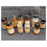 Antique brown apothecary bottles from an old