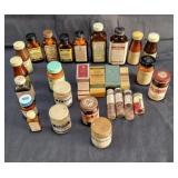 Antique brown apothecary bottles from an old