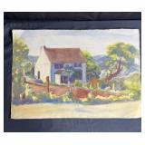 Double sided Vintage Watercolor painting