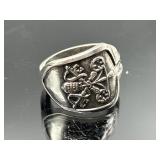 Scratch tested silver Vatican ring, 4.44g